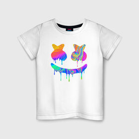 Детская футболка хлопок с принтом MARSHMELLO MELT , 100% хлопок | круглый вырез горловины, полуприлегающий силуэт, длина до линии бедер | america | dj | marshmello | melt | usa | америка | маршмелло