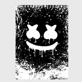 Скетчбук с принтом MARSHMELLO MELT , 100% бумага
 | 48 листов, плотность листов — 100 г/м2, плотность картонной обложки — 250 г/м2. Листы скреплены сверху удобной пружинной спиралью | america | dj | marshmello | usa | америка | брызги | краски | маршмелло