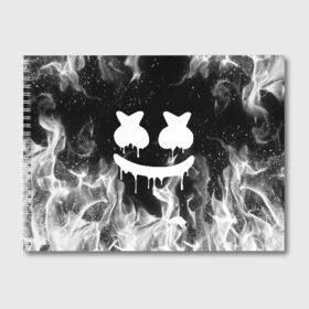 Альбом для рисования с принтом MARSHMELLO MELT , 100% бумага
 | матовая бумага, плотность 200 мг. | Тематика изображения на принте: america | dj | fire | flame | marshmello | usa | америка | маршмелло | огонь | пламя