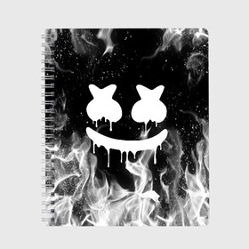 Тетрадь с принтом MARSHMELLO MELT , 100% бумага | 48 листов, плотность листов — 60 г/м2, плотность картонной обложки — 250 г/м2. Листы скреплены сбоку удобной пружинной спиралью. Уголки страниц и обложки скругленные. Цвет линий — светло-серый
 | america | dj | fire | flame | marshmello | usa | америка | маршмелло | огонь | пламя