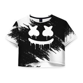 Женская футболка Cropp-top с принтом MARSHMELLO MELT , 100% полиэстер | круглая горловина, длина футболки до линии талии, рукава с отворотами | america | dj | marshmello | usa | америка | брызги | краски | маршмелло