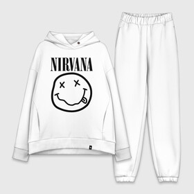 Женский костюм хлопок Oversize с принтом NIRVANA ,  |  | nirvana | smile | курт кобейн | нирвана | смайл