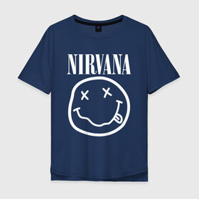 Мужская футболка хлопок Oversize с принтом NIRVANA , 100% хлопок | свободный крой, круглый ворот, “спинка” длиннее передней части | nirvana | smile | курт кобейн | нирвана | смайл