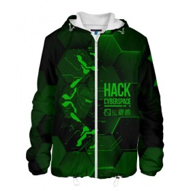 Мужская куртка 3D с принтом Hack Cyberspace , ткань верха — 100% полиэстер, подклад — флис | прямой крой, подол и капюшон оформлены резинкой с фиксаторами, два кармана без застежек по бокам, один большой потайной карман на груди. Карман на груди застегивается на липучку | Тематика изображения на принте: cyberpunk | hack | hack cyberspace | hacker | абстракция | взлом | микросхема | минимализм | программер | программист | сеть | хакер