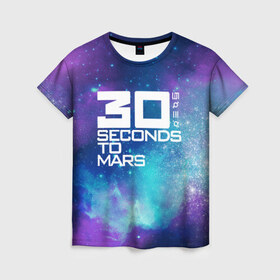 Женская футболка 3D с принтом 30 SECONDS TO MARS , 100% полиэфир ( синтетическое хлопкоподобное полотно) | прямой крой, круглый вырез горловины, длина до линии бедер | 30 seconds to mars | 30 секунд до марса | space | джаред лето | космос