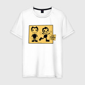 Мужская футболка хлопок с принтом Bendy And The Ink Machine (54) , 100% хлопок | прямой крой, круглый вырез горловины, длина до линии бедер, слегка спущенное плечо. | 