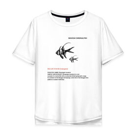 Мужская футболка хлопок Oversize с принтом Banggai Cardinalfish , 100% хлопок | свободный крой, круглый ворот, “спинка” длиннее передней части | animals | red book | red list | животные | животные из красной книги | красная книга | редкие животные