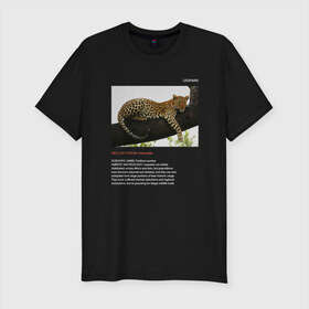 Мужская футболка премиум с принтом Leopard , 92% хлопок, 8% лайкра | приталенный силуэт, круглый вырез ворота, длина до линии бедра, короткий рукав | animals | red book | red list | животные | животные из красной книги | красная книга | редкие животные