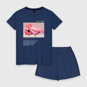 Женская пижама с шортиками хлопок с принтом Greater Flamingo , 100% хлопок | футболка прямого кроя, шорты свободные с широкой мягкой резинкой | animals | red book | red list | животные | животные из красной книги | красная книга | редкие животные | фламинго