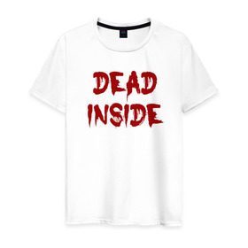 Мужская футболка хлопок с принтом Dead inside , 100% хлопок | прямой крой, круглый вырез горловины, длина до линии бедер, слегка спущенное плечо. | dead inside | dont open dead inside | дед внутри | дед инсайд