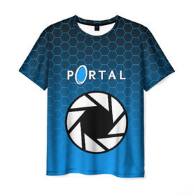 Мужская футболка 3D с принтом PORTAL , 100% полиэфир | прямой крой, круглый вырез горловины, длина до линии бедер | glados | half life. | portal | пиктограммы | портал | телепорт