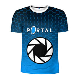 Мужская футболка 3D спортивная с принтом PORTAL , 100% полиэстер с улучшенными характеристиками | приталенный силуэт, круглая горловина, широкие плечи, сужается к линии бедра | glados | half life. | portal | пиктограммы | портал | телепорт