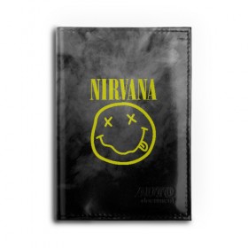 Обложка для автодокументов с принтом NIRVANA , натуральная кожа |  размер 19,9*13 см; внутри 4 больших “конверта” для документов и один маленький отдел — туда идеально встанут права | nirvana | smile | курт кобейн | нирвана | смайл