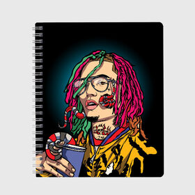 Тетрадь с принтом Lil Pump , 100% бумага | 48 листов, плотность листов — 60 г/м2, плотность картонной обложки — 250 г/м2. Листы скреплены сбоку удобной пружинной спиралью. Уголки страниц и обложки скругленные. Цвет линий — светло-серый
 | esskeetit | gazzy garcia | gucci gang | lil pump | lilpump | газзи гарсия | лил памп | рэп | рэпер | эшкере