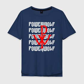 Мужская футболка хлопок Oversize с принтом POWERWOLF , 100% хлопок | свободный крой, круглый ворот, “спинка” длиннее передней части | powerwolf | wolf | метал | пауэр метал. | повервольф | поверфульф | рок | хэви металб
