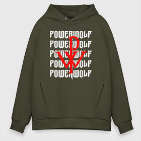 Мужское худи Oversize хлопок с принтом POWERWOLF , френч-терри — 70% хлопок, 30% полиэстер. Мягкий теплый начес внутри —100% хлопок | боковые карманы, эластичные манжеты и нижняя кромка, капюшон на магнитной кнопке | Тематика изображения на принте: powerwolf | wolf | метал | пауэр метал. | повервольф | поверфульф | рок | хэви металб