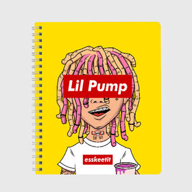 Тетрадь с принтом Lil Pump , 100% бумага | 48 листов, плотность листов — 60 г/м2, плотность картонной обложки — 250 г/м2. Листы скреплены сбоку удобной пружинной спиралью. Уголки страниц и обложки скругленные. Цвет линий — светло-серый
 | esskeetit | gazzy garcia | gucci gang | lil pump | lilpump | газзи гарсия | лил памп | рэп | рэпер | эшкере