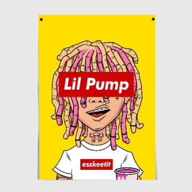 Постер с принтом Lil Pump , 100% бумага
 | бумага, плотность 150 мг. Матовая, но за счет высокого коэффициента гладкости имеет небольшой блеск и дает на свету блики, но в отличии от глянцевой бумаги не покрыта лаком | esskeetit | gazzy garcia | gucci gang | lil pump | lilpump | газзи гарсия | лил памп | рэп | рэпер | эшкере