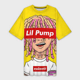 Платье-футболка 3D с принтом Lil Pump ,  |  | Тематика изображения на принте: esskeetit | gazzy garcia | gucci gang | lil pump | lilpump | газзи гарсия | лил памп | рэп | рэпер | эшкере