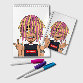 Блокнот с принтом Lil Pump , 100% бумага | 48 листов, плотность листов — 60 г/м2, плотность картонной обложки — 250 г/м2. Листы скреплены удобной пружинной спиралью. Цвет линий — светло-серый
 | Тематика изображения на принте: esskeetit | gazzy garcia | gucci gang | lil pump | lilpump | газзи гарсия | лил памп | рэп | рэпер | эшкере