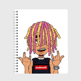 Тетрадь с принтом Lil Pump , 100% бумага | 48 листов, плотность листов — 60 г/м2, плотность картонной обложки — 250 г/м2. Листы скреплены сбоку удобной пружинной спиралью. Уголки страниц и обложки скругленные. Цвет линий — светло-серый
 | esskeetit | gazzy garcia | gucci gang | lil pump | lilpump | газзи гарсия | лил памп | рэп | рэпер | эшкере