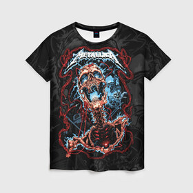 Женская футболка 3D с принтом Metallica , 100% полиэфир ( синтетическое хлопкоподобное полотно) | прямой крой, круглый вырез горловины, длина до линии бедер | american | death | james hetfield | kirk hammett | metal band | metallica | music | rock | skeleton | skulls | vampires | wires | американская | вампиры | джеймс хетфилд | кирк хэмметт | ларс ульрих | метал группа | металлика | музыка | провода | роберт т