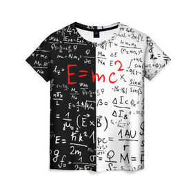 Женская футболка 3D с принтом E=mc2 , 100% полиэфир ( синтетическое хлопкоподобное полотно) | прямой крой, круглый вырез горловины, длина до линии бедер | emc 2 | emc2 | знаменитые формулы | физика | формулы | эйнштейн