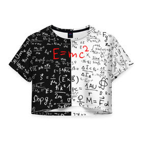 Женская футболка Cropp-top с принтом E=mc2 , 100% полиэстер | круглая горловина, длина футболки до линии талии, рукава с отворотами | emc 2 | emc2 | знаменитые формулы | физика | формулы | эйнштейн