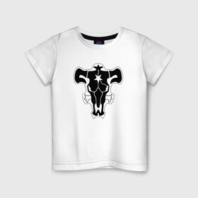 Детская футболка хлопок с принтом ЧЁРНЫЙ КЛЕВЕР , 100% хлопок | круглый вырез горловины, полуприлегающий силуэт, длина до линии бедер | asta | black bull | black clover | bull | clover | аста | бык | клевер | чёрный бык | чёрный клевер