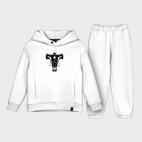 Детский костюм хлопок Oversize с принтом Орден черного быка монохром ,  |  | asta | black bull | black clover | bull | clover | аста | бык | клевер | чёрный бык | чёрный клевер