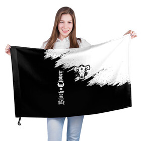 Флаг 3D с принтом ЧЁРНЫЙ КЛЕВЕР | BLACK CLOVER , 100% полиэстер | плотность ткани — 95 г/м2, размер — 67 х 109 см. Принт наносится с одной стороны | asta | black bull | black clover | bull | clover | аста | бык | клевер | чёрный бык | чёрный клевер