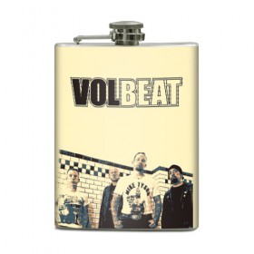 Фляга с принтом Volbeat , металлический корпус | емкость 0,22 л, размер 125 х 94 мм. Виниловая наклейка запечатывается полностью | groove metal | hardcore | psychobilly | volbeat | волбит