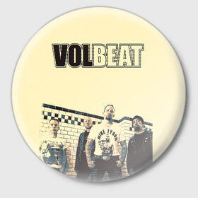 Значок с принтом Volbeat ,  металл | круглая форма, металлическая застежка в виде булавки | groove metal | hardcore | psychobilly | volbeat | волбит