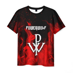 Мужская футболка 3D с принтом POWERWOLF , 100% полиэфир | прямой крой, круглый вырез горловины, длина до линии бедер | powerwolf | wolf | метал | пауэр метал. | повервольф | поверфульф | рок | хэви металб