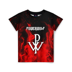 Детская футболка 3D с принтом POWERWOLF , 100% гипоаллергенный полиэфир | прямой крой, круглый вырез горловины, длина до линии бедер, чуть спущенное плечо, ткань немного тянется | powerwolf | wolf | метал | пауэр метал. | повервольф | поверфульф | рок | хэви металб