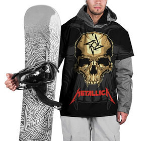 Накидка на куртку 3D с принтом Metallica  , 100% полиэстер |  | american | james hetfield | kirk hammett | l | metal band | metallic | metallica | music | robot | rock | scales | sitting | skeleton | skull | throne | американская | джеймс хетфилд | кирк хэмметт | ларс ульрих | логотип | метал группа | металл