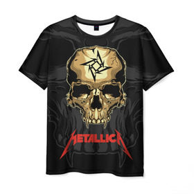 Мужская футболка 3D с принтом Metallica , 100% полиэфир | прямой крой, круглый вырез горловины, длина до линии бедер | american | james hetfield | kirk hammett | l | metal band | metallic | metallica | music | robot | rock | scales | sitting | skeleton | skull | throne | американская | джеймс хетфилд | кирк хэмметт | ларс ульрих | логотип | метал группа | металл