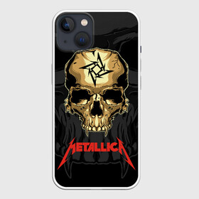 Чехол для iPhone 13 с принтом Metallica ,  |  | Тематика изображения на принте: american | james hetfield | kirk hammett | l | metal band | metallic | metallica | music | robot | rock | scales | sitting | skeleton | skull | throne | американская | джеймс хетфилд | кирк хэмметт | ларс ульрих | логотип | метал группа | металл