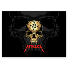 Поздравительная открытка с принтом Metallica  , 100% бумага | плотность бумаги 280 г/м2, матовая, на обратной стороне линовка и место для марки
 | Тематика изображения на принте: american | james hetfield | kirk hammett | l | metal band | metallic | metallica | music | robot | rock | scales | sitting | skeleton | skull | throne | американская | джеймс хетфилд | кирк хэмметт | ларс ульрих | логотип | метал группа | металл