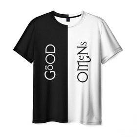 Мужская футболка 3D с принтом GOOD OMENS (КРЫЛЬЯ) , 100% полиэфир | прямой крой, круглый вырез горловины, длина до линии бедер | Тематика изображения на принте: good omens | благие знамения | терри пратчетт