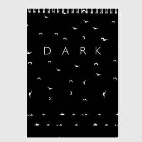 Скетчбук с принтом DARK - Birds (Тьма) , 100% бумага
 | 48 листов, плотность листов — 100 г/м2, плотность картонной обложки — 250 г/м2. Листы скреплены сверху удобной пружинной спиралью | Тематика изображения на принте: 1921 | 1953 | 1986 | 2019 | 2052 | dark | future | jonas | logo | mikkel | mundus | no future | portal | sic | будущего | йонас | лого | логотип | миккель | надпись | нет | портал | сериал | сериалы | символ | тьма