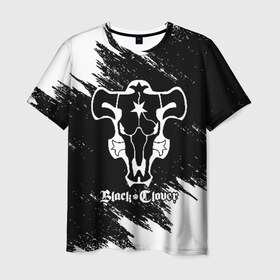 Мужская футболка 3D с принтом ЧЁРНЫЙ КЛЕВЕР , 100% полиэфир | прямой крой, круглый вырез горловины, длина до линии бедер | asta | black bull | black clover | bull | clover | аста | бык | клевер | чёрный бык | чёрный клевер