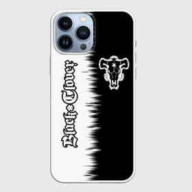 Чехол для iPhone 13 Pro Max с принтом Черный Бык и разделенный пополам фон ,  |  | asta | black bull | black clover | bull | clover | аста | бык | клевер | чёрный бык | чёрный клевер