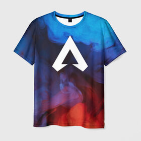 Мужская футболка 3D с принтом Apex Legends , 100% полиэфир | прямой крой, круглый вырез горловины, длина до линии бедер | apex | apex legends | дым | игра | красочный дым | лого