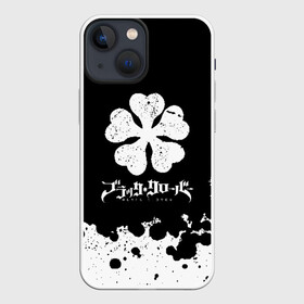 Чехол для iPhone 13 mini с принтом Черный Клевер и разделенный пополам фон ,  |  | asta | black bull | black clover | bull | clover | аста | бык | клевер | чёрный бык | чёрный клевер