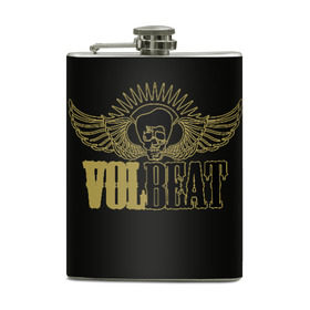 Фляга с принтом Volbeat , металлический корпус | емкость 0,22 л, размер 125 х 94 мм. Виниловая наклейка запечатывается полностью | groove metal | hardcore | psychobilly | volbeat | волбит