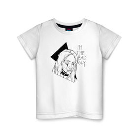 Детская футболка хлопок с принтом Billie Eilish , 100% хлопок | круглый вырез горловины, полуприлегающий силуэт, длина до линии бедер | billie | eilish