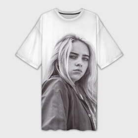 Платье-футболка 3D с принтом BILLIE EILISH ,  |  | ayelish | bad guy | bellyache | bilie eilish | bilie elish | billie | billie eilish | eilish | electronic | elish | music | били айлиш | билли айлиш | эйлиш | элиш