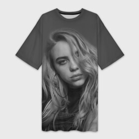 Платье-футболка 3D с принтом BILLIE EILISH ,  |  | ayelish | bad guy | bellyache | bilie eilish | bilie elish | billie | billie eilish | eilish | electronic | elish | music | били айлиш | билли айлиш | эйлиш | элиш