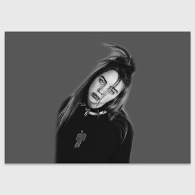 Поздравительная открытка с принтом BILLIE EILISH , 100% бумага | плотность бумаги 280 г/м2, матовая, на обратной стороне линовка и место для марки
 | Тематика изображения на принте: ayelish | bad guy | bellyache | bilie eilish | bilie elish | billie | billie eilish | eilish | electronic | elish | music | били айлиш | билли айлиш | эйлиш | элиш